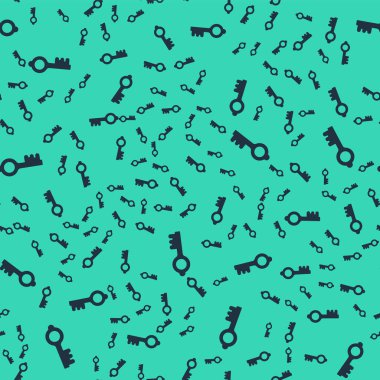 Kara Eski sihirli anahtar simgesi yeşil arka planda izole edilmiş pürüzsüz desen. Vektör