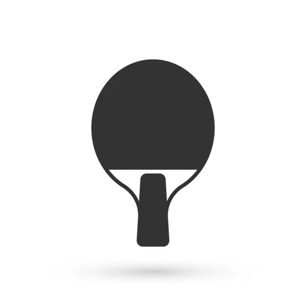 Grey Racket Playing Table Tennis Icon Isolated White Background Vector — Stock Vector