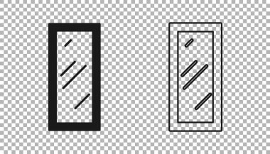 Black Big full length mirror for bedroom, shops, backstage icon isolated on transparent background.  Vector