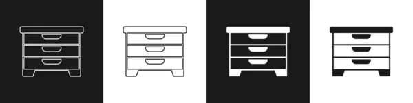 Set Kommode Symbol Isoliert Auf Schwarz Weißem Hintergrund Vektor — Stockvektor