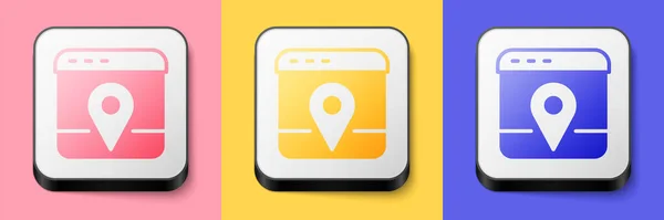 Isometric Infographic City Map Navigation Icon Isolated Pink Yellow Blue — Stok Vektör