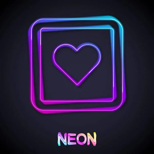 Zářící Neonová Čára Jako Ikona Srdce Izolovaná Černém Pozadí Ikona — Stockový vektor