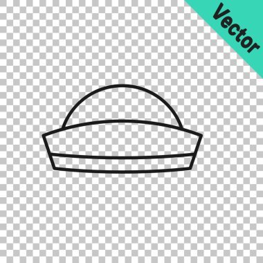 Siyah çizgi denizci şapkası simgesi şeffaf arkaplanda izole edildi. Vektör