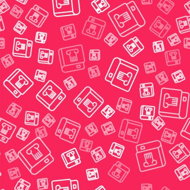 Beyaz çizgi tarih ikonu kırmızı arkaplanda kusursuz desen izole etti. Vektör