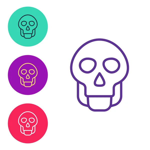 Set Line Skull Icon Isolated White Background Happy Halloween Party — Stock Vector