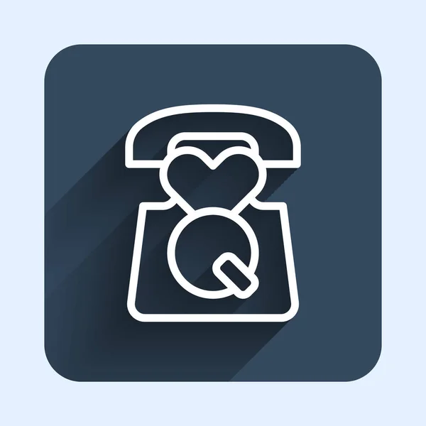White Line Telephone Emergency Call 911 Icon Isolated Long Shadow — Vettoriale Stock