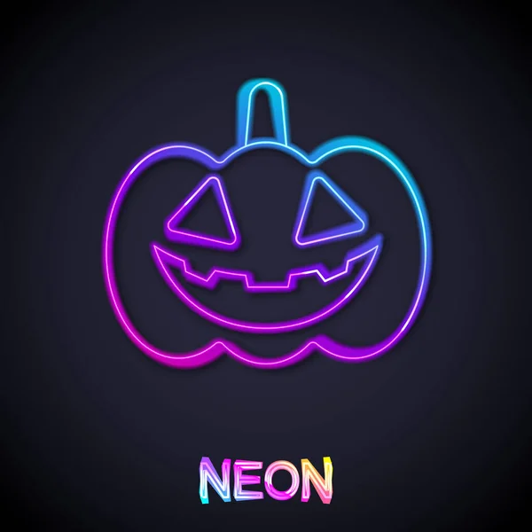Glowing Neon Line Pumpkin Icon Isolated Black Background Happy Halloween — Stock Vector