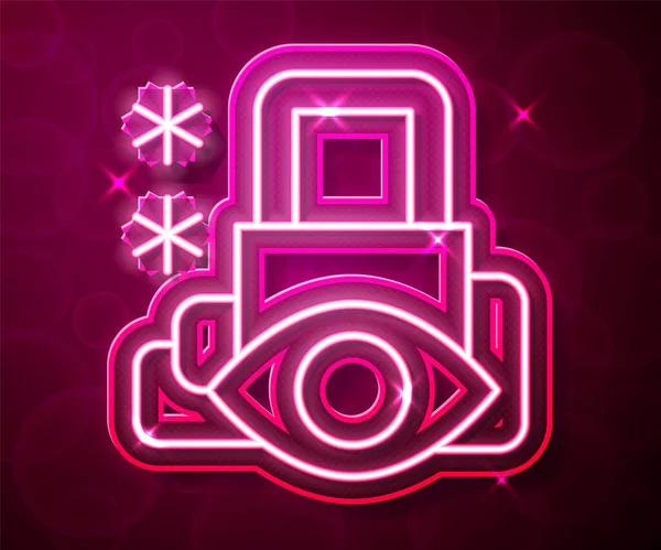 Glowing Neon Line Cyber Security Icon Isolated Red Background Closed — Archivo Imágenes Vectoriales