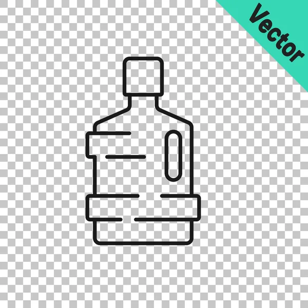 Black Line Big Bottle Clean Water Icon Isolated Transparent Background — Stock Vector