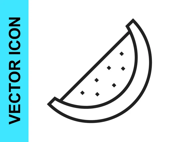 Schwarze Linie Wassermelone Symbol Isoliert Auf Weißem Hintergrund Vektor — Stockvektor