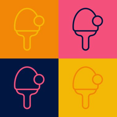 Masa tenisi ikonunu çalmak için popüler sanat eseri raketi renk arkaplanında izole edilmiş. Vektör