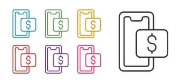 Telefon hattı ve alışveriş arabası simgesi beyaz arkaplanda izole edildi. İnternetten satın alma sembolü. Süpermarket sepeti sembolü. Simgeleri renklendirin. Vektör