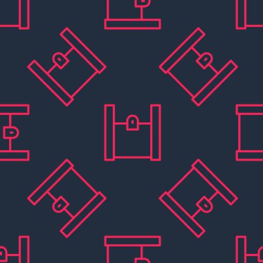 Kırmızı çizgi kağıt poşet ikonu siyah arkaplanda izole edilmiş kusursuz desen. Paket işareti. Vektör