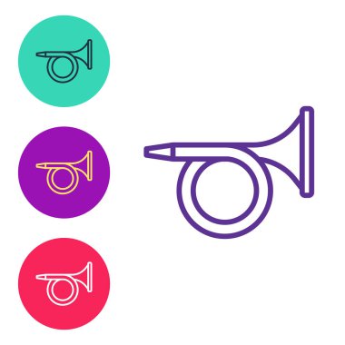 Trumpet simgesini beyaz arkaplanda izole et. Müzik aleti. Simgeleri renklendirin. Vektör