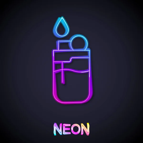 Glödande Neon Line Ljusare Ikon Isolerad Svart Bakgrund Vektor — Stock vektor