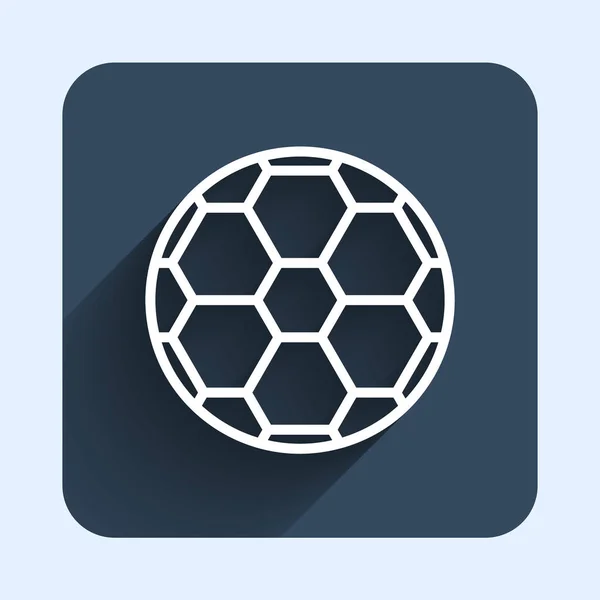 Weiße Linie Fußball Ball Symbol Isoliert Mit Langem Schatten Hintergrund — Stockvektor