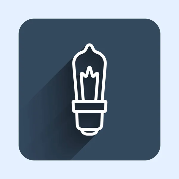 White Line Light Bulb Concept Idea Icon Isolated Long Shadow — Stock vektor