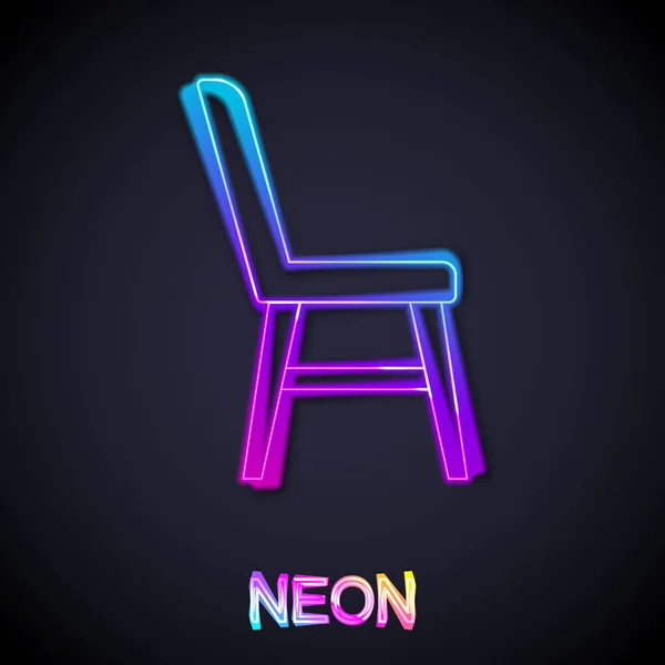 Leuchtende Neon Linie Stuhl Symbol Isoliert Auf Schwarzem Hintergrund Vektor — Stockvektor