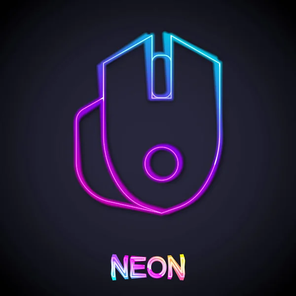 Leuchtende Neon Linie Computermaus Gaming Symbol Isoliert Auf Schwarzem Hintergrund — Stockvektor