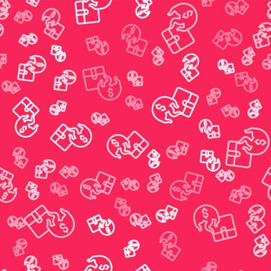 Beyaz çizgi Sıcak fiyat simgesi kırmızı arkaplanda kusursuz desen izole etti. Vektör