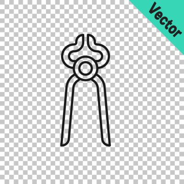 Siyah çizgi Blacksmith pense aracı simgesi şeffaf arkaplanda izole. Vektör