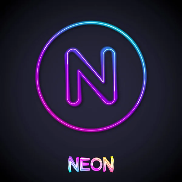 Glowing Neon Line Compass North Icon Isolated Black Background Windrose — 스톡 벡터