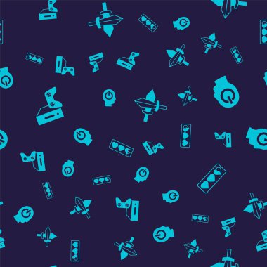 Oyun konsolunu oyun konsolu, Güç düğmesi, Oyun için Kılıç ve yaşam çubuğunu pürüzsüz desen üzerine ayarla. Vektör