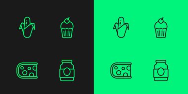 Jam Jam Jam Cheese Corn ve Muffin ikonu. Vektör.