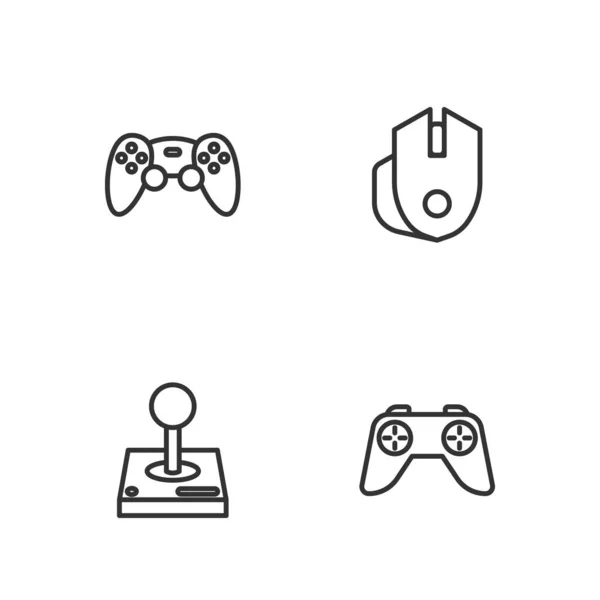 Réglez Contrôleur Jeu Ligne Joystick Joystick Pour Machine Arcade Icône — Image vectorielle