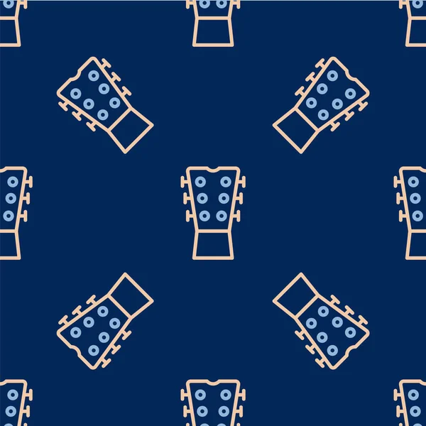 Line Guitar Neck Icon Isolated Seamless Pattern Blue Background Acoustic — Stock Vector