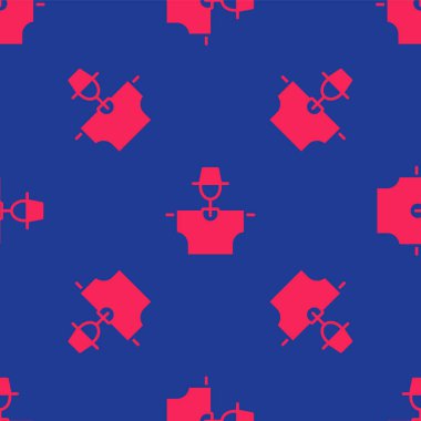 Kırmızı Korkuluk simgesi mavi arkaplanda kusursuz desen izole etti. Vektör