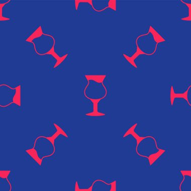 Kırmızı bardak bira ikonu mavi arka planda izole edilmiş. Vektör