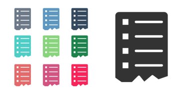 Siyah Alışveriş Listesi simgesi beyaz arkaplanda izole edildi. Simgeleri renklendirin. Vektör