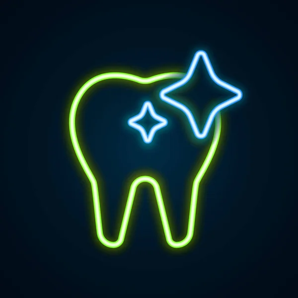 Glowing Neon Line Tooth Whitening Concept Icon Isolated Black Background — Stock Vector