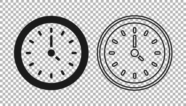 Icono Del Reloj Negro Aislado Sobre Fondo Transparente Símbolo Tiempo — Vector de stock