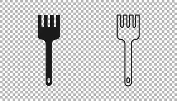 黑色叉子图标隔离在透明的背景上 餐具的象征 — 图库矢量图片