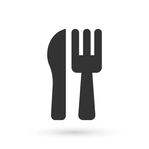 灰色十字刀和叉子图标隔离在白色背景上 餐具的象征 — 图库矢量图片