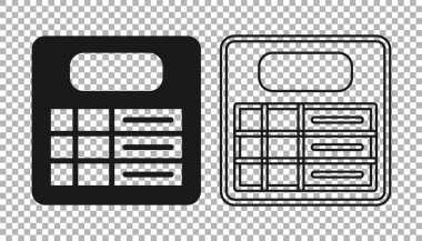 Siyah Tren İstasyonu simgesi şeffaf arkaplanda izole edildi. Mekanik skor tabelası. Trendeki billboarddaki uçuş bilgileri. Vektör