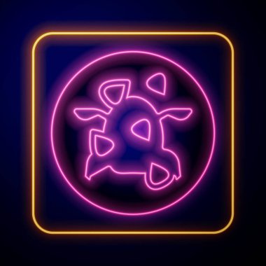 Parlayan neon rengi Kung Pao tavuk simgesi siyah arkaplanda izole edildi. Çin mutfağı ikonu. Asya yemekleri. Vektör