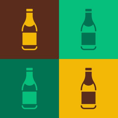 Pop Art Şampanya şişesi ikonu renkli arka planda izole edilmiş. Mutlu Noeller ve mutlu yıllar. Vektör