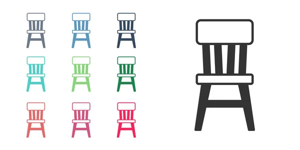 Ícone Cadeira Preta Isolado Fundo Branco Definir Ícones Coloridos Vetor — Vetor de Stock