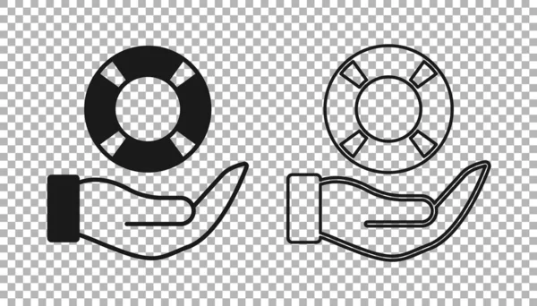 Черный Lifebuoy Руке Значок Изолирован Прозрачном Фоне Символ Пояса Вектор — стоковый вектор