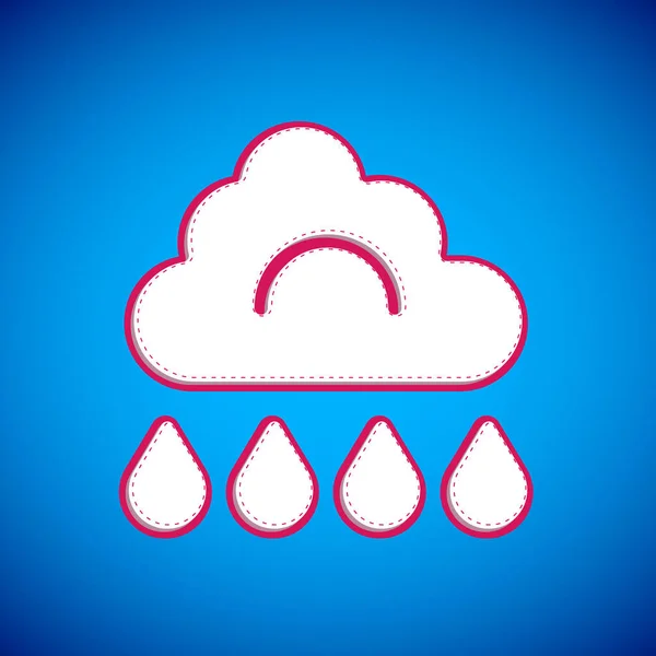 Weiße Wolke Mit Regensymbol Auf Blauem Hintergrund Regenwolken Mit Regentropfen — Stockvektor