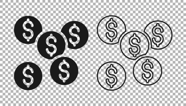 Black Dollar Symbol Icon Isolated Transparent Background Cash Money Wealth — Stock Vector
