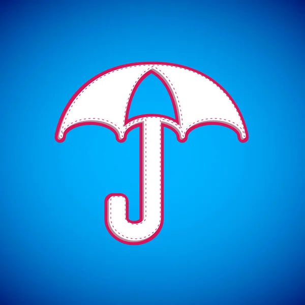Witte Paraplu Pictogram Geïsoleerd Blauwe Achtergrond Verzekeringsconcept Waterdicht Icoon Bescherming — Stockvector