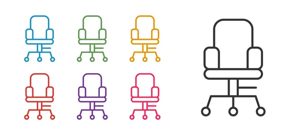 Setzen Sie Linie Office Stuhl Symbol Isoliert Auf Weißem Hintergrund — Stockvektor