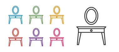 Set line Dressing table icon isolated on white background. Set icons colorful. Vector