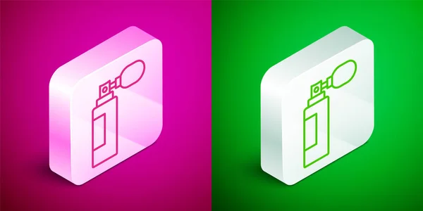 Ισομετρική Γραμμή Εικόνα Αρώματος Απομονωμένη Ροζ Και Πράσινο Φόντο Ασημένιο — Διανυσματικό Αρχείο