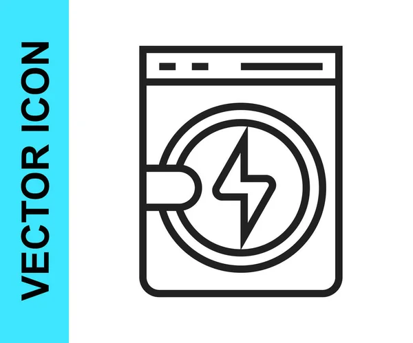 Black Line Washer Icon Isolated White Background Washing Machine Icon — Stock Vector