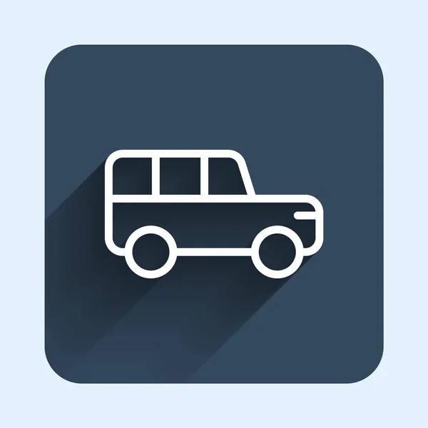 白色线Safari车图标隔离长阴影背景 蓝色正方形按钮 — 图库矢量图片